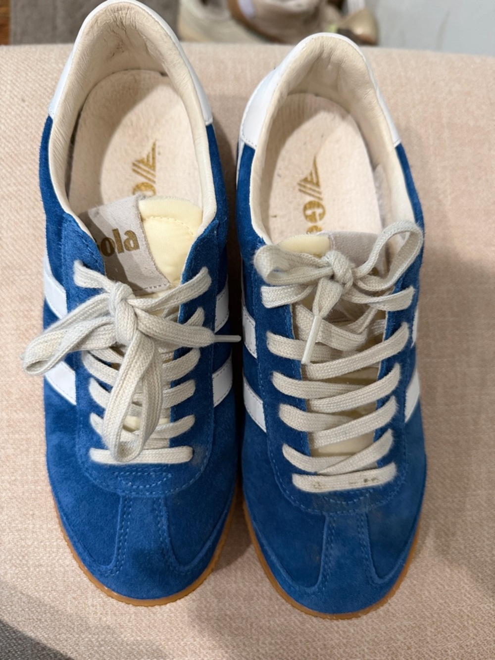Gola Blue Suede Sneakers with White Stripes - Picture 3 of 8